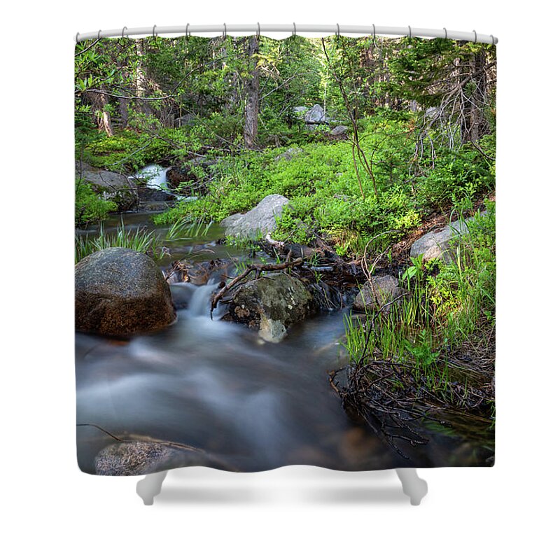 Rmnp Shower Curtain featuring the photograph Long Exposure Shot of a Mountain Stream #1 by Kyle Lee