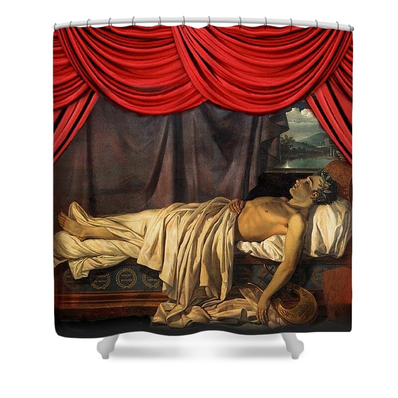 Lord Byron On His Death-bed Shower Curtain featuring the painting Lord Byron On His Death #1 by MotionAge Designs