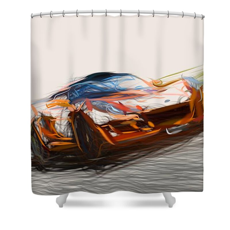 Lotus Shower Curtain featuring the digital art Lotus Exige Cup 260 Draw #1 by CarsToon Concept