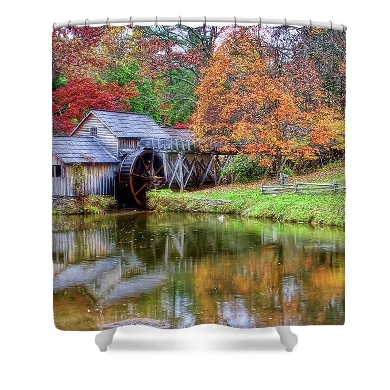 Mabry Mill Shower Curtain featuring the photograph Mabry Mill in Autumn by Joan Bertucci