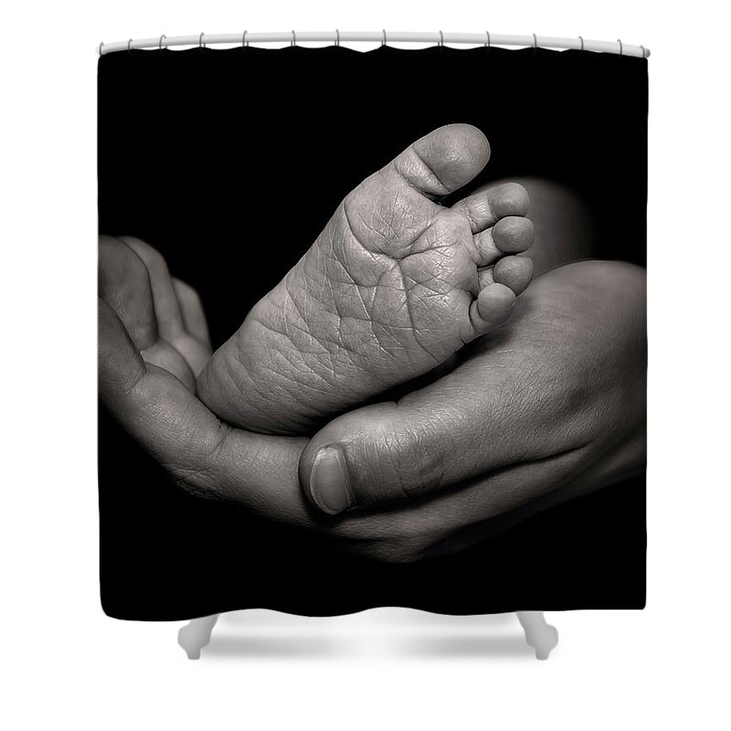 Mama's Boy Shower Curtain featuring the photograph Mama's Boy by Endre Balogh