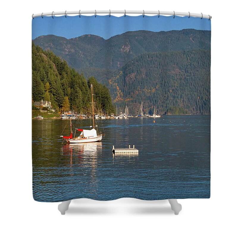 Alex Lyubar Shower Curtain featuring the photograph Marina in Deep Cove #2 by Alex Lyubar