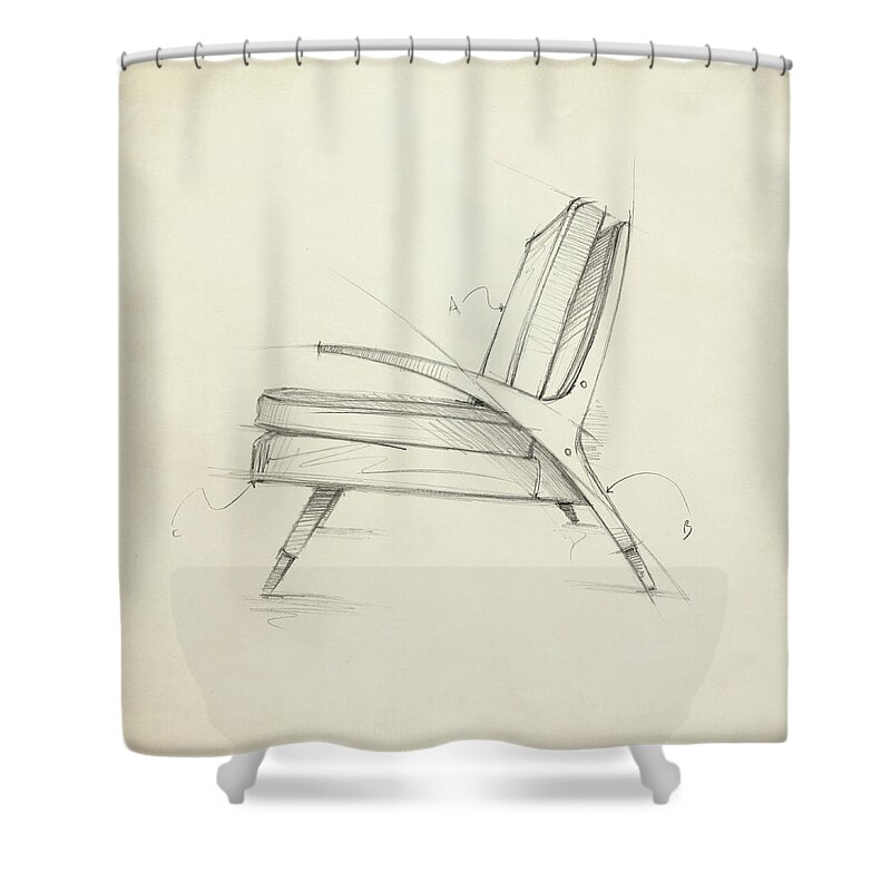 Decorative Shower Curtain featuring the painting Mid Century Furniture II by Ethan Harper