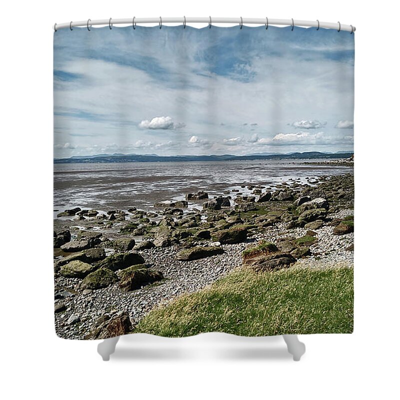 Morecambe Shower Curtain featuring the photograph MORECAMBE. Hest Bank. The Shoreline. by Lachlan Main