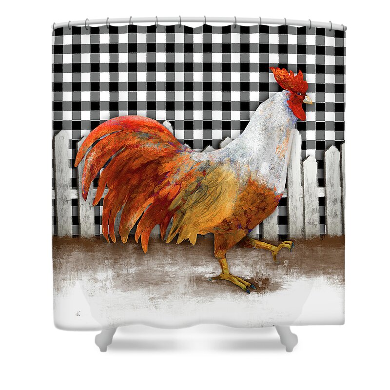 Rooster Shower Curtain featuring the painting Morning Rooster I by Dan Meneely