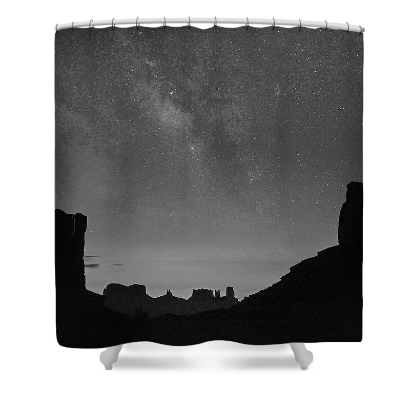 Disk1216 Shower Curtain featuring the photograph Moument Valley Night #1 by Tim Fitzharris