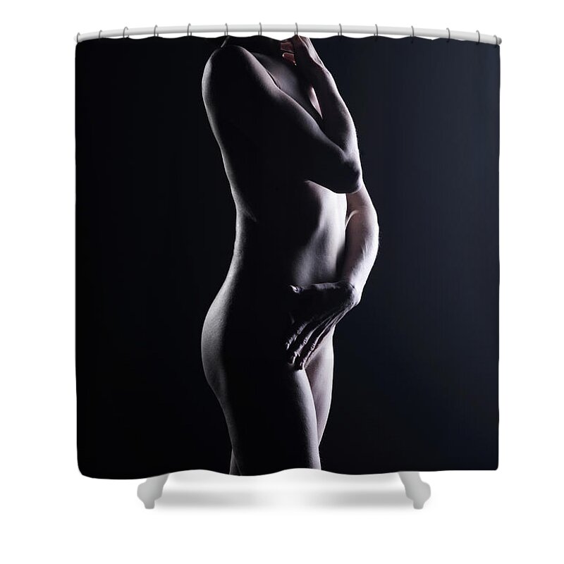 Three Quarter Length Shower Curtain featuring the photograph Naked Woman #1 by Buena Vista Images