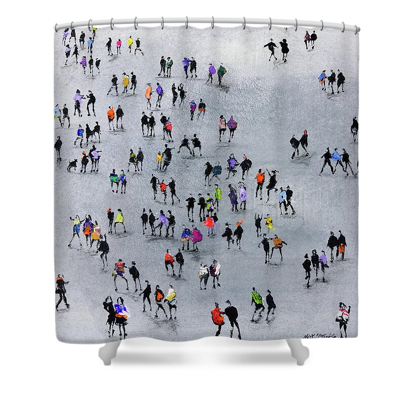 Crowds Shower Curtain featuring the painting On the Beat #1 by Neil McBride