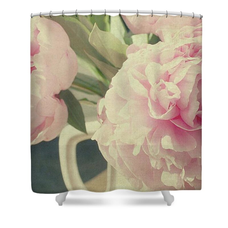 Vase Shower Curtain featuring the photograph Peonies #1 by Gigi Thibodeau