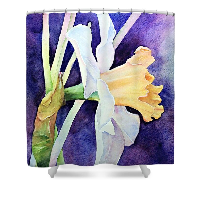 Daffodil Shower Curtain featuring the painting Pink Beauty #1 by Beth Fontenot