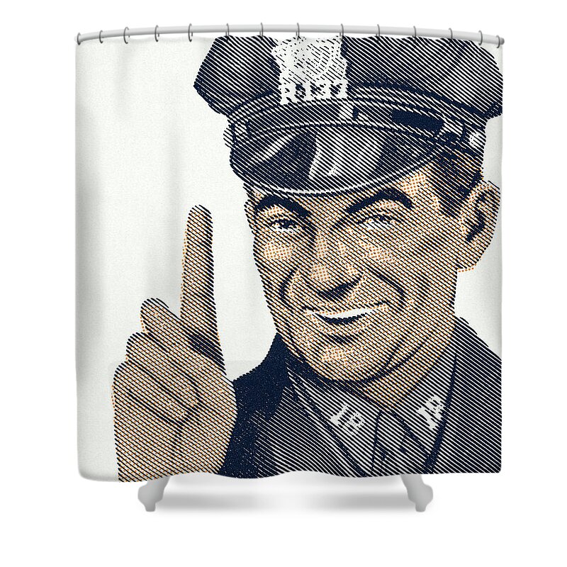 Accessories Shower Curtain featuring the drawing Police Officer #1 by CSA Images