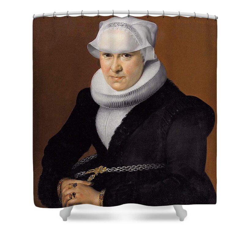 Samuel Hoffmann Shower Curtain featuring the painting Portrait of Anna #1 by MotionAge Designs