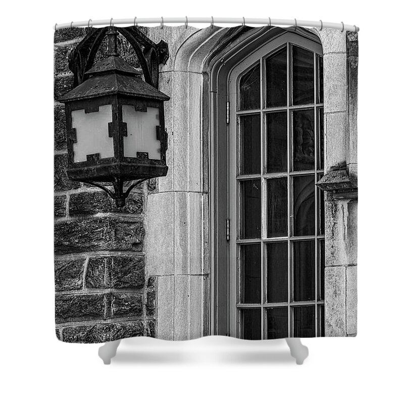 Princeton Shower Curtain featuring the photograph Princeton University Window and Lamp #1 by Susan Candelario