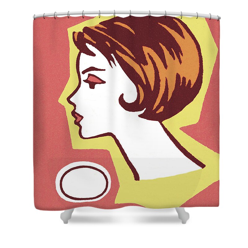Adult Shower Curtain featuring the drawing Profile of a Woman #1 by CSA Images
