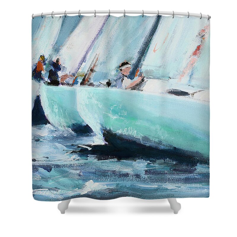 Transportation Shower Curtain featuring the painting Rail by Curt Crain