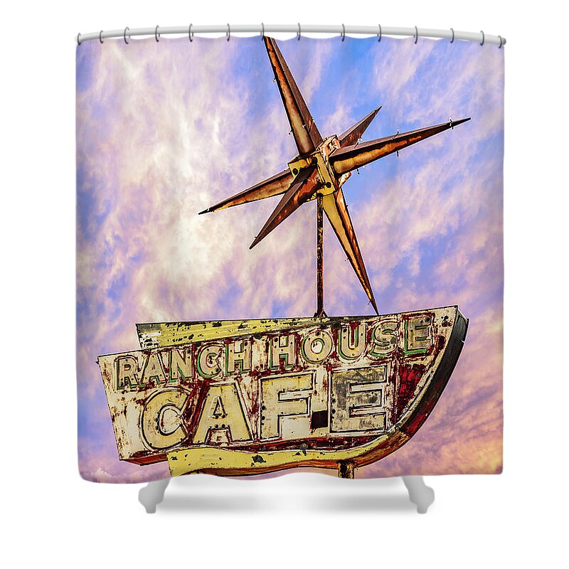 © 2018 Lou Novick All Rights Reserved Shower Curtain featuring the photograph Ranch House Cafe #1 by Lou Novick