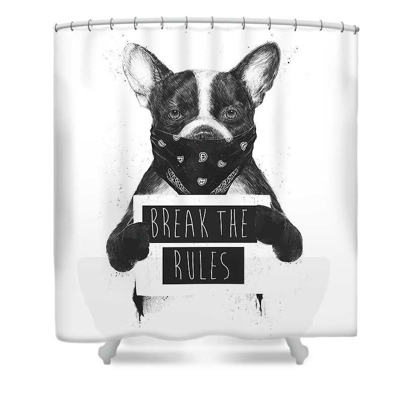 Dog Shower Curtain featuring the mixed media Rebel dog II by Balazs Solti