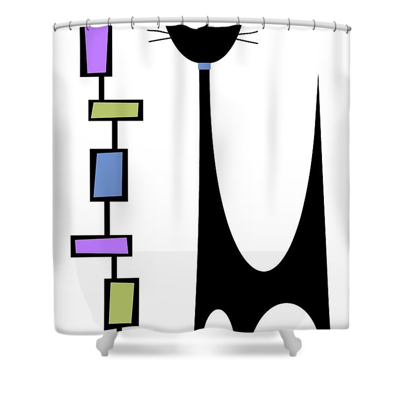 Atomic Cat Shower Curtain featuring the digital art Rectangle Cat 2 by Donna Mibus