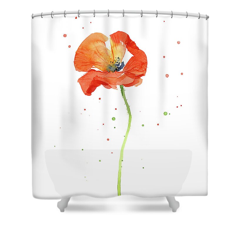 Poppy Painting Shower Curtain featuring the painting Red Poppy Flower #2 by Olga Shvartsur