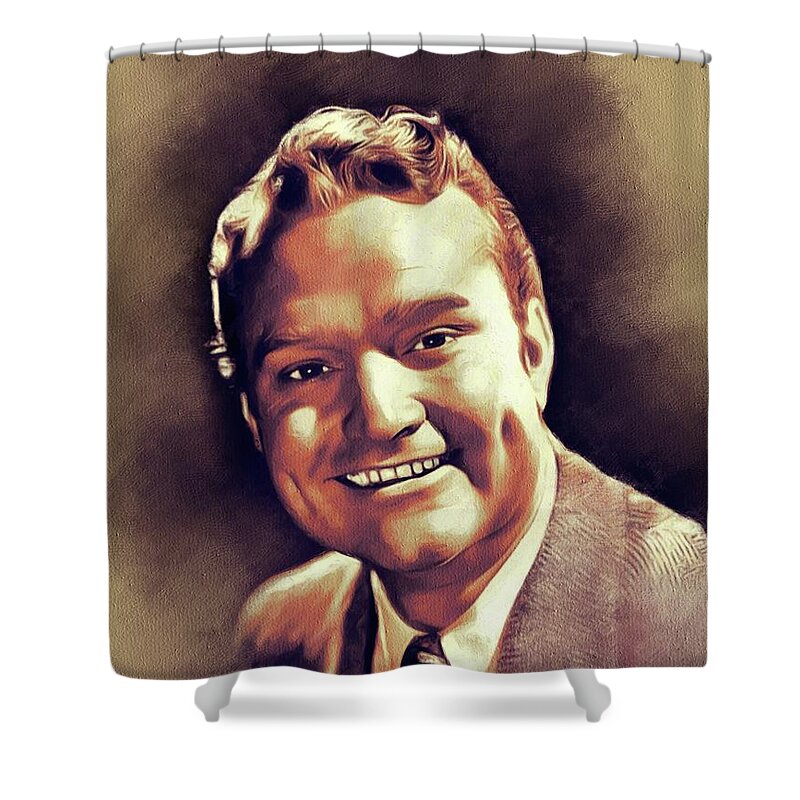 Red Shower Curtain featuring the painting Red Skelton, Vintage Actor #1 by Esoterica Art Agency