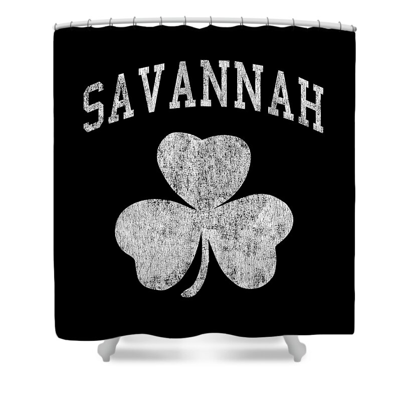 St-patricks-day-group-shirts Shower Curtain featuring the digital art Savannah Georgia Irish Shamrock #1 by Flippin Sweet Gear