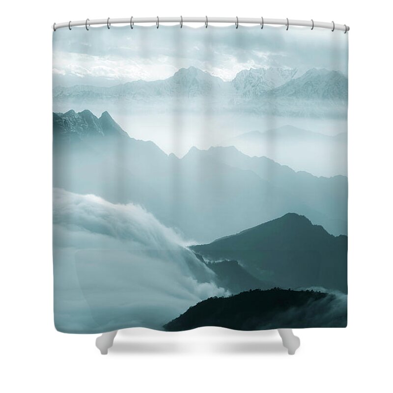 Chinese Culture Shower Curtain featuring the photograph Sea Of Clouds by 4x-image