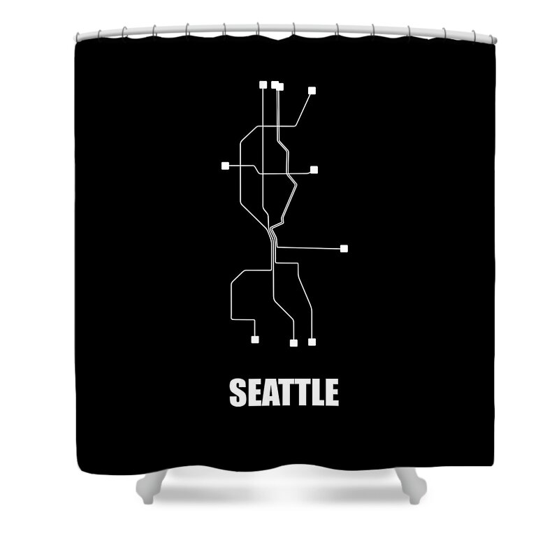 Seattle Shower Curtain featuring the digital art Seattle Black Subway Map #1 by Naxart Studio