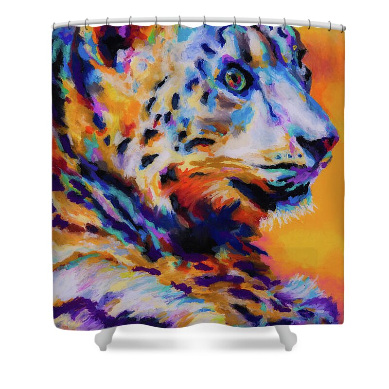 Snow Shower Curtain featuring the photograph Snow Leopard by Stephen Anderson