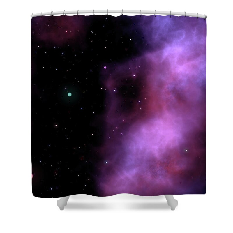 Black Color Shower Curtain featuring the photograph Space With Stars #1 by Dem10