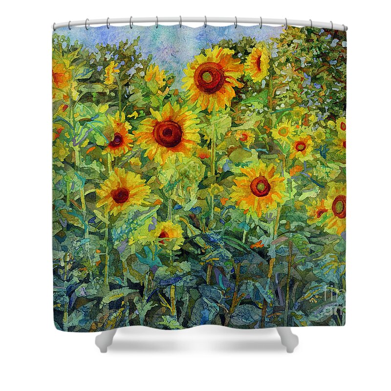 Sunflower Shower Curtain featuring the painting Sunny Meadow by Hailey E Herrera