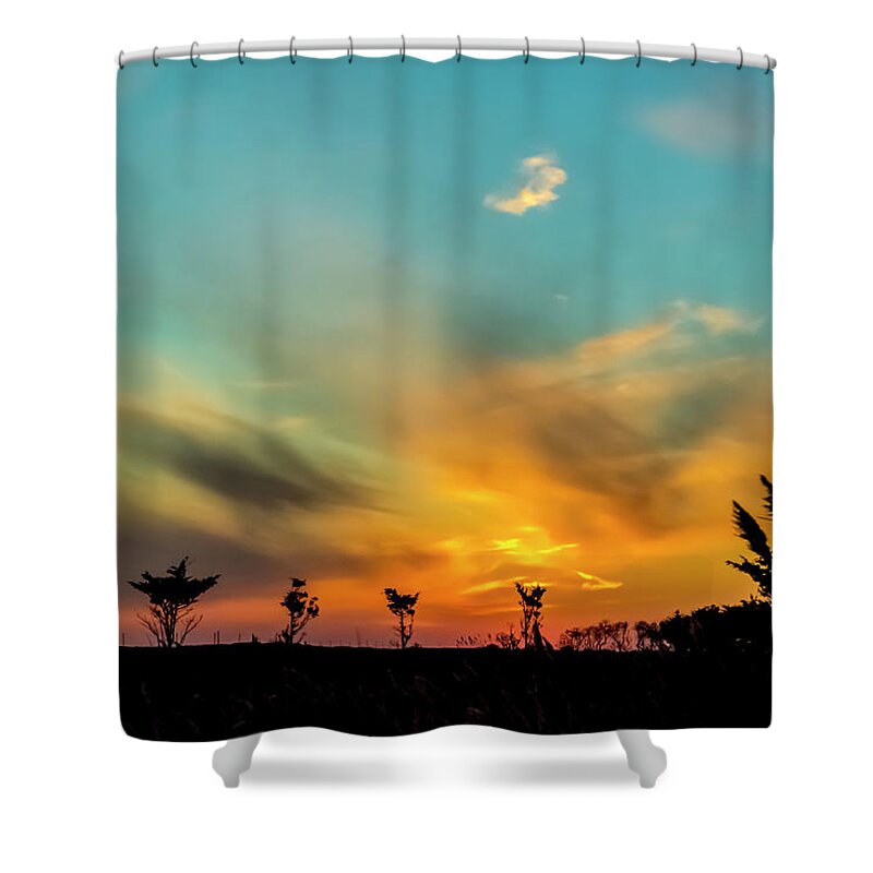 Sunset Shower Curtain featuring the photograph Sunset Silhouettes #1 by Cathy Kovarik