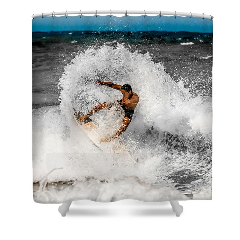 Beach Shower Curtain featuring the photograph Surfer by Eye Olating Images