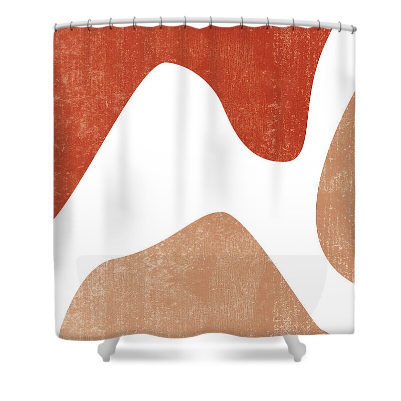 Terracotta Shower Curtain featuring the mixed media Terracotta Art Print 7 - Terracotta Abstract - Modern, Minimal, Contemporary Print - Burnt Orange by Studio Grafiikka