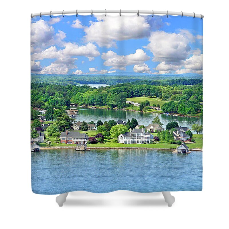 Smith Mountain Lake Shower Curtain featuring the photograph The Boardwalk, Smith Mountain Lake, Va. #1 by The James Roney Collection