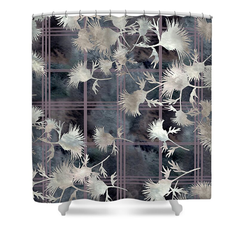 Thistle Shower Curtain featuring the digital art Thistle Plaid by Sand And Chi