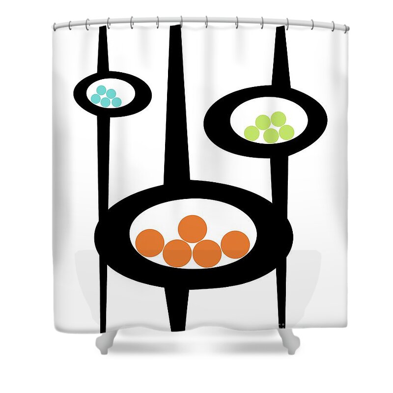Mid Century Shower Curtain featuring the digital art Three Pods 2 by Donna Mibus