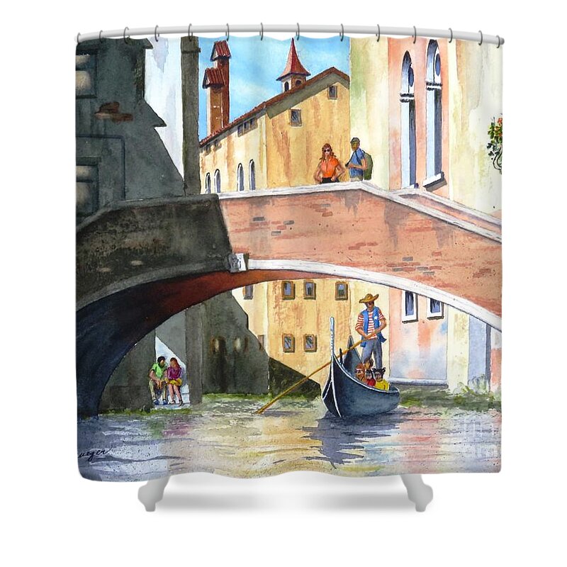 Venicew Shower Curtain featuring the painting Venice #1 by Joseph Burger