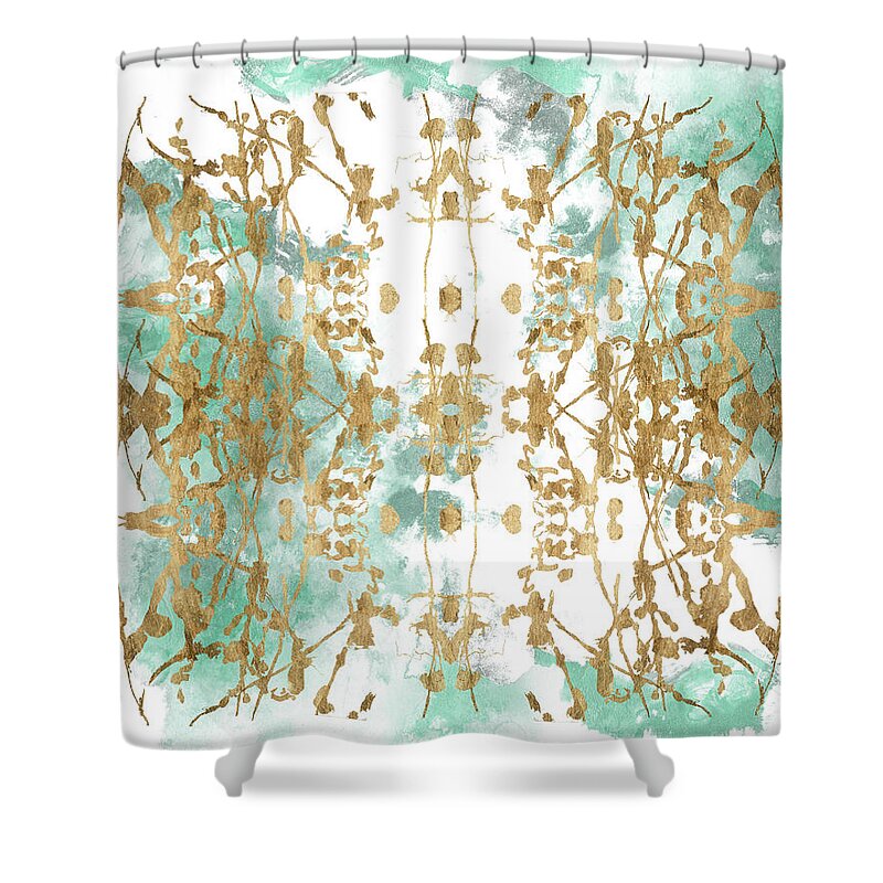 Decorative Shower Curtain featuring the painting Verdant Mirror I #1 by Jennifer Goldberger