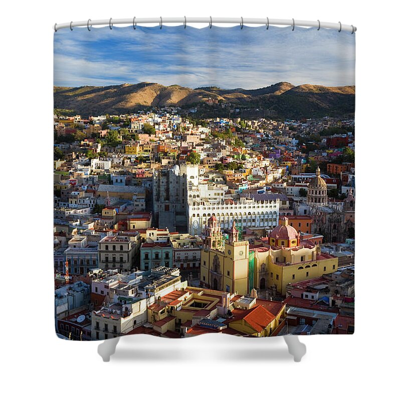 Latin America Shower Curtain featuring the photograph View Over Guanajuato, Mexico #1 by Peter Adams