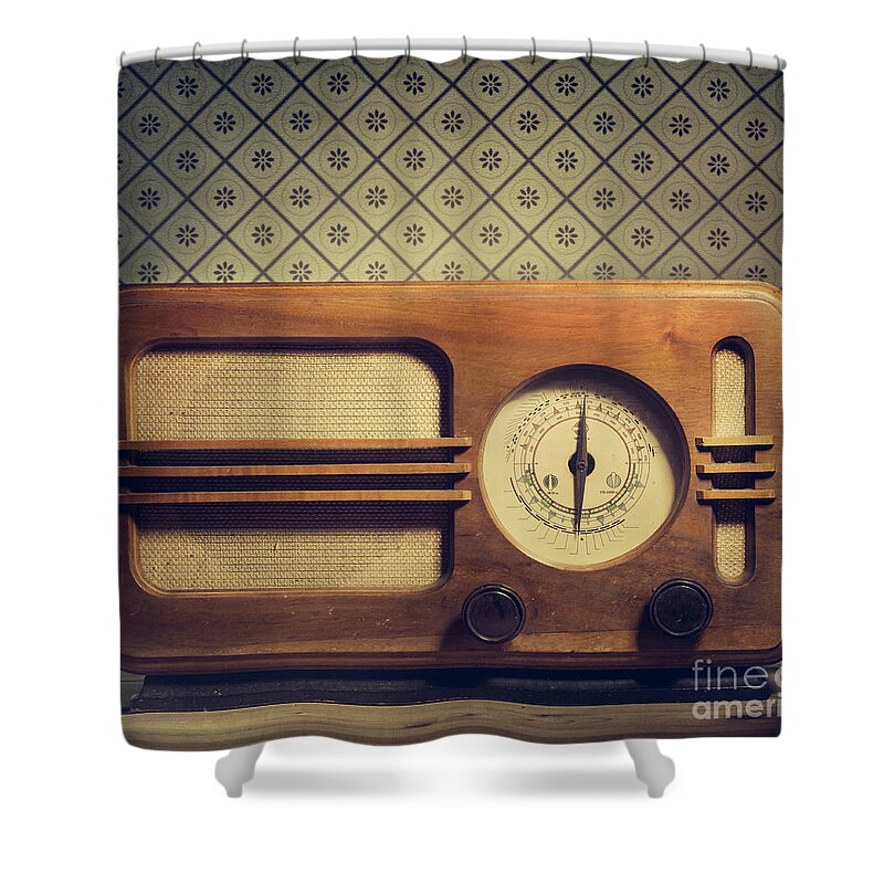 Radio Shower Curtain featuring the photograph Vintage Radio Still life by Jelena Jovanovic