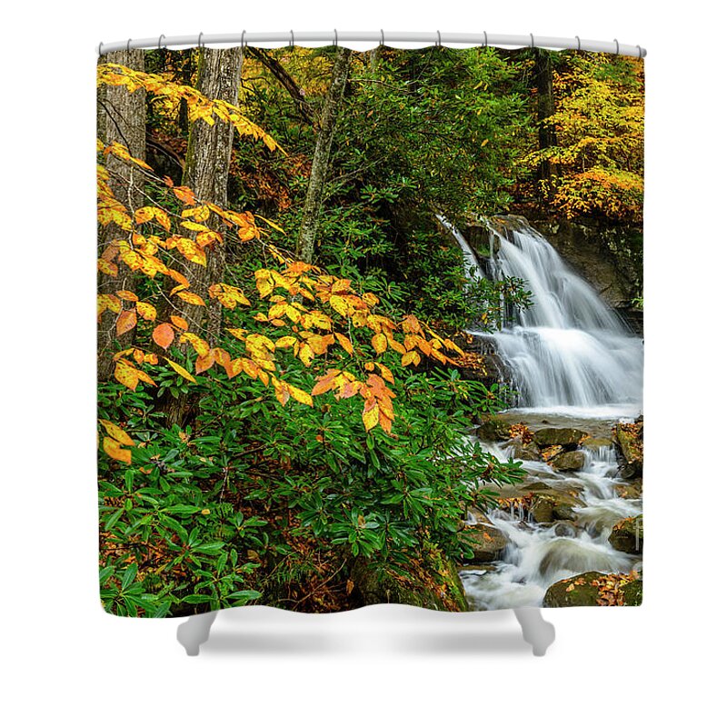 Waterfall Shower Curtain featuring the photograph Waterfall and Fall Color #1 by Thomas R Fletcher