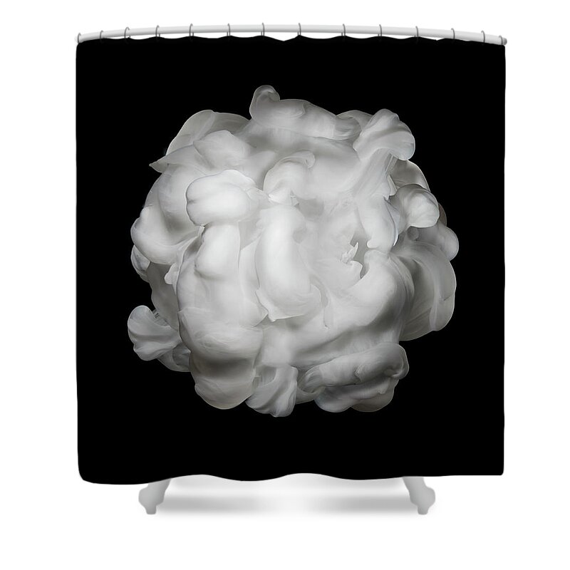 Dissolving Shower Curtain featuring the photograph White Ink In Water On Black Background by Biwa Studio