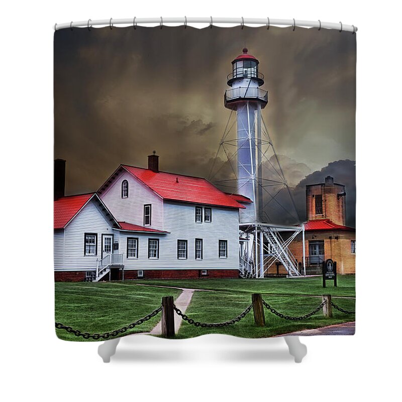 Michigan Shower Curtain featuring the photograph Whitefish Point Lighthouse #1 by Evie Carrier
