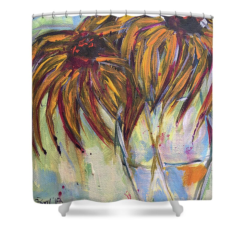 Flowers Shower Curtain featuring the painting Wild Flowers by Roxy Rich