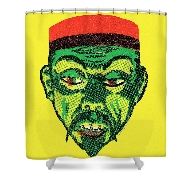 Accessories Shower Curtain featuring the drawing Asian man #10 by CSA Images