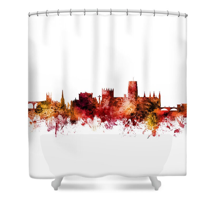 Durham Shower Curtain featuring the digital art Durham England Skyline Cityscape by Michael Tompsett