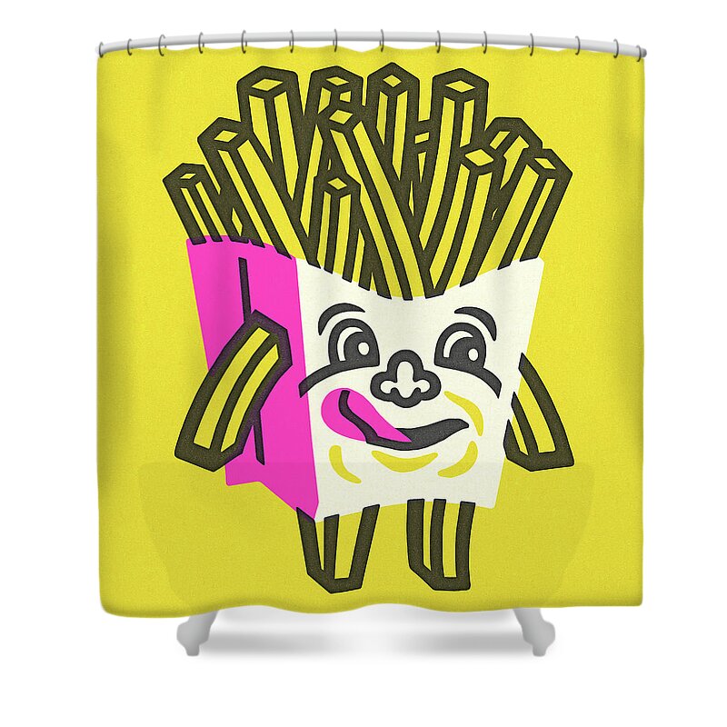 Campy Shower Curtain featuring the drawing French Fries #10 by CSA Images