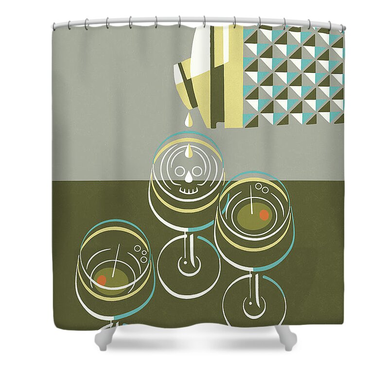 Alcohol Shower Curtain featuring the drawing Martini #10 by CSA Images