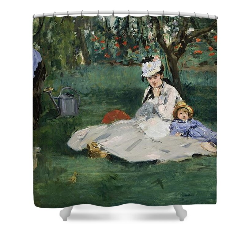 Painting Shower Curtain featuring the painting The Monet Family In Their Garden At Argenteuil #10 by Mountain Dreams