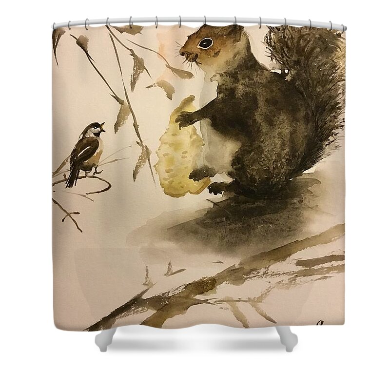 1072019 Shower Curtain featuring the painting 1072019 by Han in Huang wong